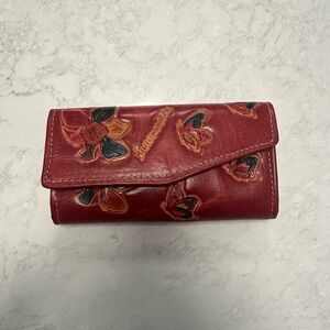 Authentic Colombian Red Floral Embossed Women's Wallet